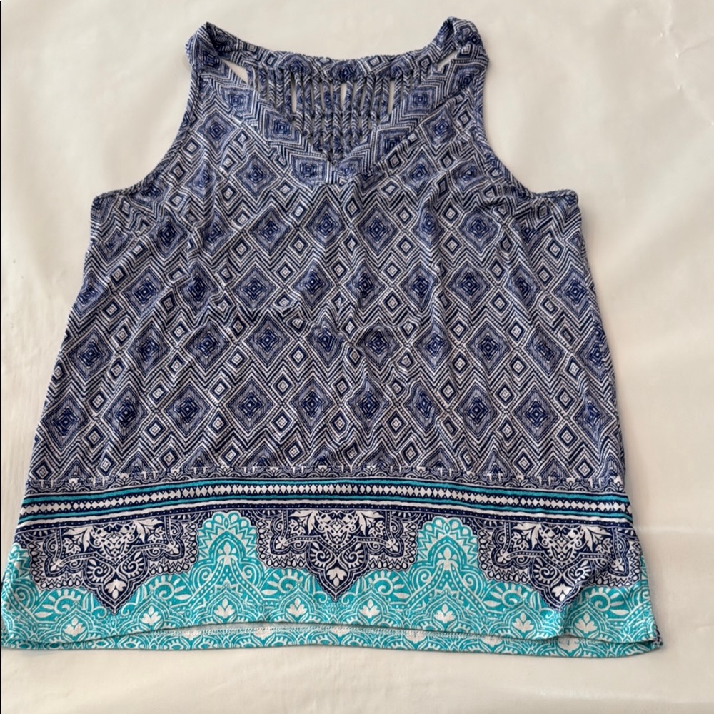 Skies Are Blue Smocked Tank Top in Blue